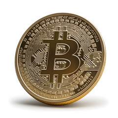 bitcoin coin with white background isolated. Generative Ai 