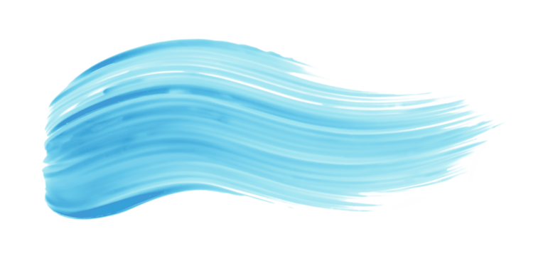 Shiny light blue brush watercolor painting isolated on transparent background. watercolor png