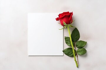 red rose with blank card