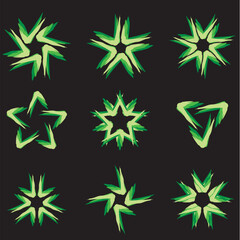 Set of different stars icons for your design. Black edition #8