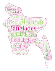 Bangladesh shape filled with country name in many languages. Bangladesh map in word cloud style. Beautiful vector illustration.