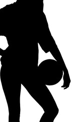 Digital png silhouette image of woman holding ball on transparent background