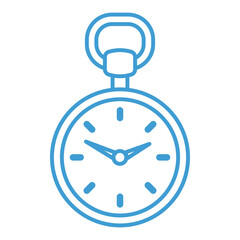 Digital png illustration of blue outlined watch on transparent background