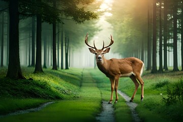 deer in the forest generated by AI