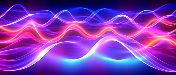 wavy neon light motion effect background. generative ai