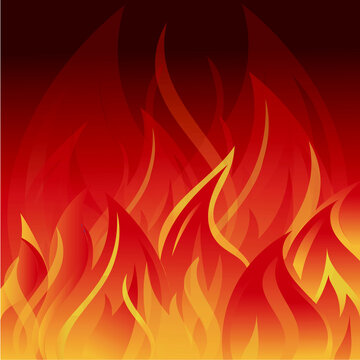 Digital png illustration of flames on red and on transparent background
