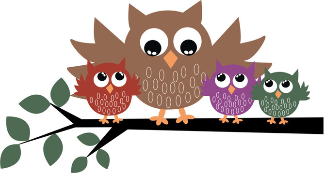 a cute owl family