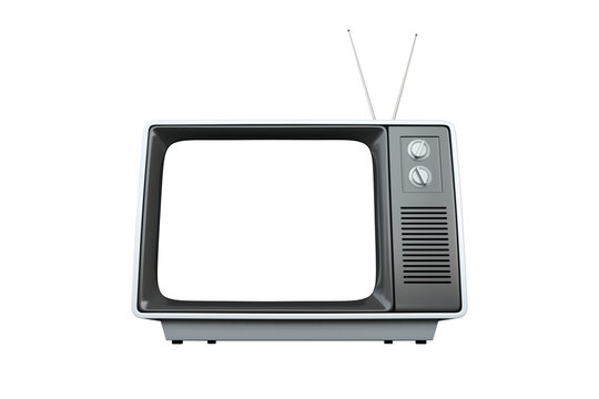 Digital png illustration of retro tv set with blank screen on transparent background