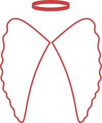 Digital png illustration of red angel halo and wings on transparent background