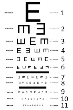 Digital png illustration of eye sight test with black letters on transparent background