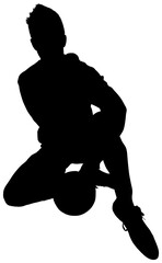 Digital png silhouette image of male football player on transparent background