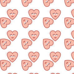Fototapeta premium Digital png illustration of hearts with faces pattern on transparent background