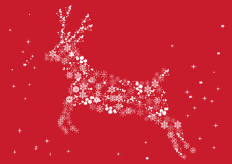 vector illustration of beautiful reindeer made of snowflakes and flowers