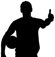 Digital png silhouette image of male football player on transparent background