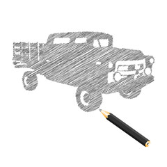Hand-drown car sketch, vector illustration