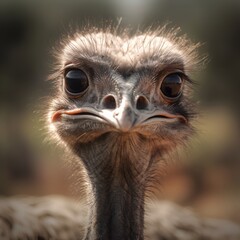 ostrich head close up - obrazy, fototapety, plakaty