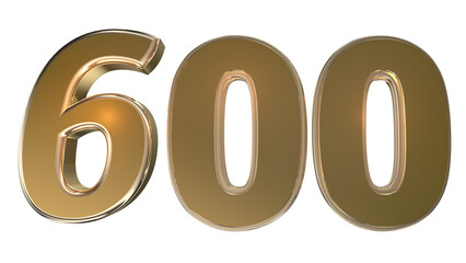 3d gold number 600