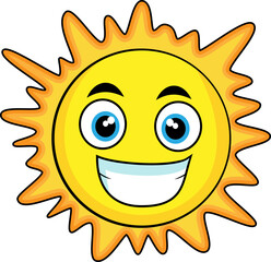 vector illustration of a cute looking sun. No gradient.