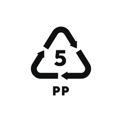 PP 5 plastic recycle symbol icon vector