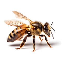 fluffy bee on white background, isolated, Generative AI