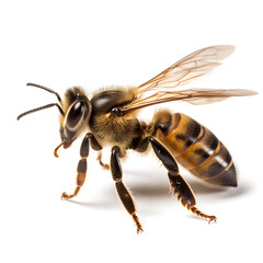 bee from side, isolated on white, Generative AI