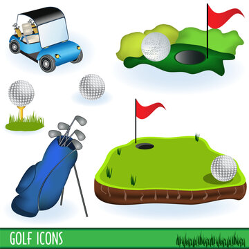 Set of 6 different Golf icons.