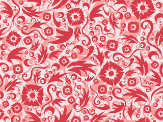 Fototapeta na wymiar Red seamless flower pattern for a fabric