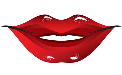 illustration. Sexual lips women painted red lipstick