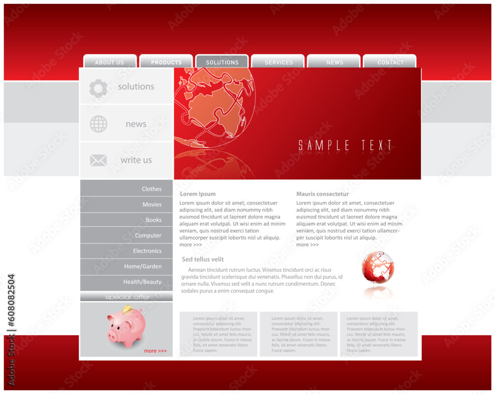 Wall mural business website template in editable vector format