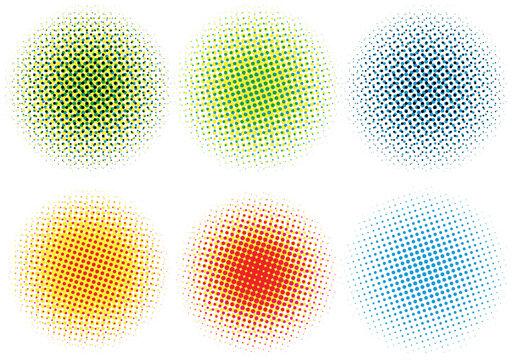 set of colorful halftone dots, vector pattern