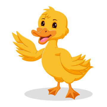 Cute duck cartoon Waving hand. Happy duck cartoon standing. Vector illustration