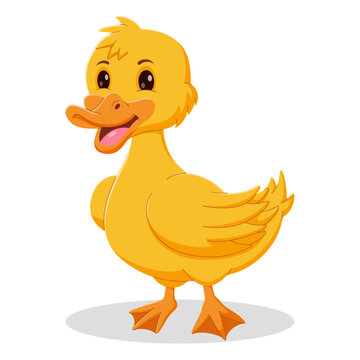 Cute duck cartoon isolated on white background. Happy duck cartoon posing. Vector illustration