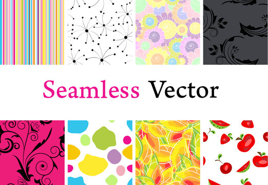 Set of different vector seamless backgrounds
