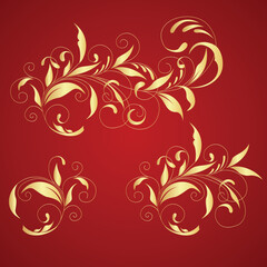 Elegant floral-pattern red background. Vector illustration.