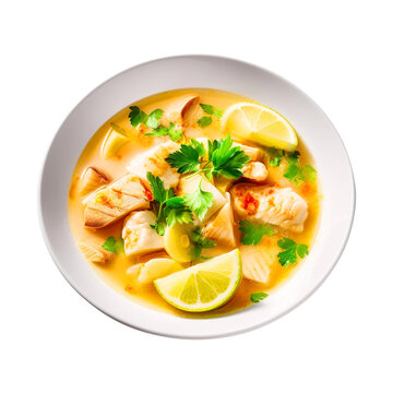 fish soup with lemon created with Generative AI