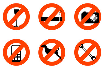 illustration of not allowed icons on white background