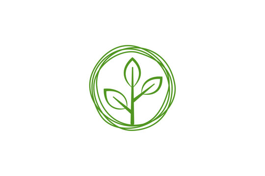 Line circle eco green logo icon