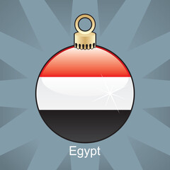 fully editable vector illustration of isolated egypt flag in christmas bulb shape