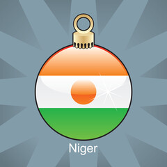 fully editable vector illustration of isolated niger flag in christmas bulb shape