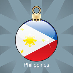 fully editable vector illustration of isolated philippines flag in christmas bulb shape