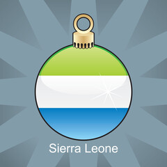 fully editable vector illustration of isolated sierra leone flag in christmas bulb shape