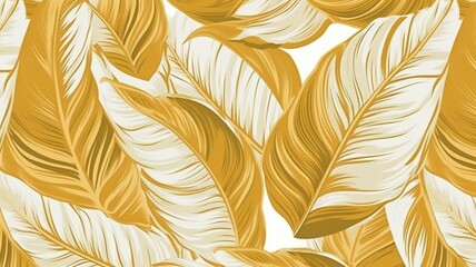 wallpaper with tropical leaves designer luxury natural leaves pattern, line drawings of a golden banana leaf Hand drawn outline design for invitations, textiles, prints, covers, and banners. 
