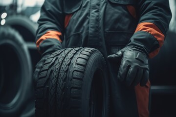 Hands Man Holding Tyre