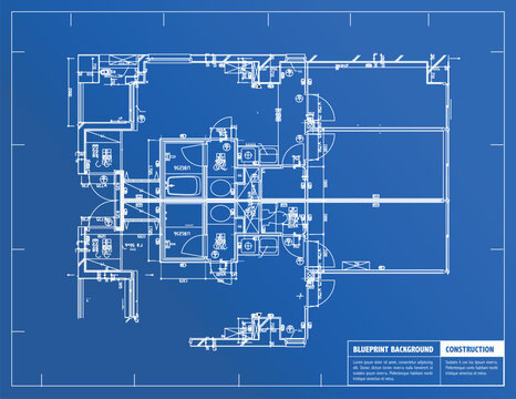 Sample of architectural blueprints over a blue background / Blueprint