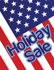 Holiday sale banner with the american flag as a background.