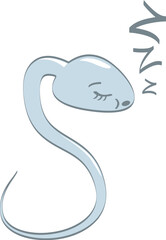 A cartoon depiction of a lazy sperm cell.