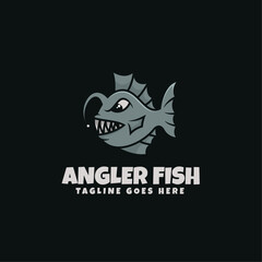 Vector Logo Illustration Angler Fish Mascot Cartoon Style.