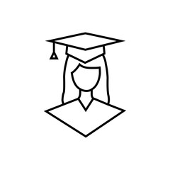 Graduation cap line icon, academic cap logo vector