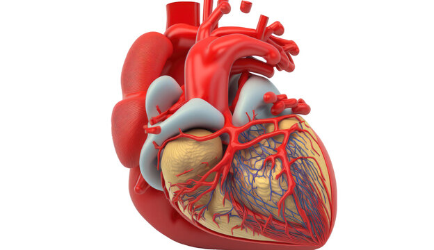 Human Heart, Internal Organ, Heart Shape, Human Heart isolated on Transparent background, Three Dimensional, Anatomy, Generate Ai.