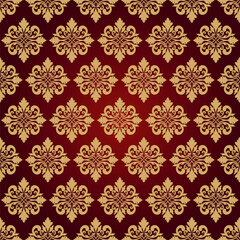 Baroque floral background gold and red